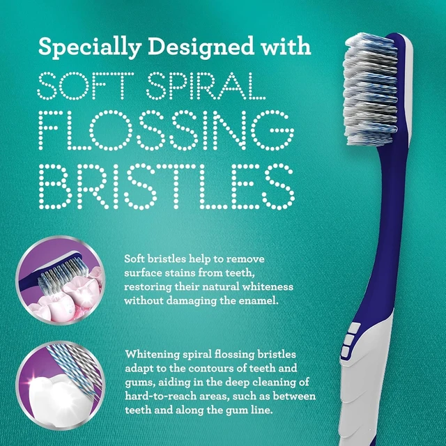 Alt view image 3 of 6 - GuruNanda Gentle Giant Toothbrush, Dual Action Flossing Spiral Bristles, Non-Slip Ergo Dexa Grip, Helps in Teeth Whitening, BPA Free, 1 Count