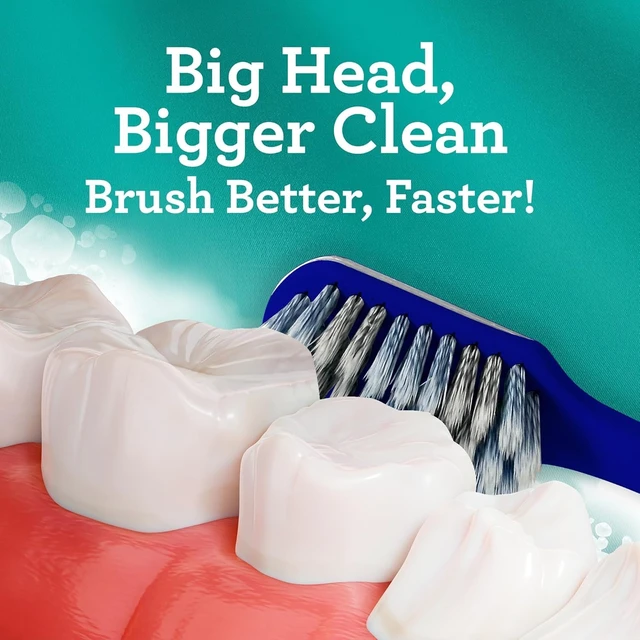 Alt view image 2 of 6 - GuruNanda Gentle Giant Toothbrush, Dual Action Flossing Spiral Bristles, Non-Slip Ergo Dexa Grip, Helps in Teeth Whitening, BPA Free, 1 Count