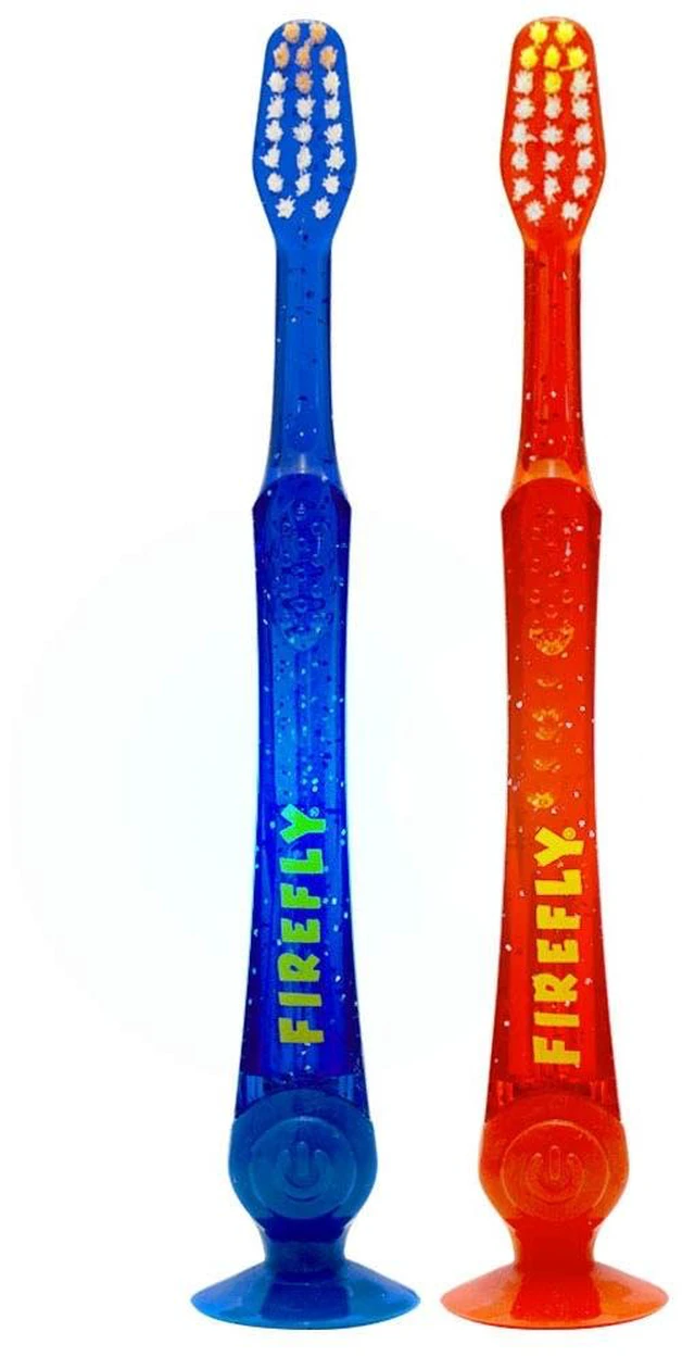 Main image of Firefly Light-Up Timer Kids Toothbrush with Suction Cup, Soft, 2 Count (Pack of 1), Assorted