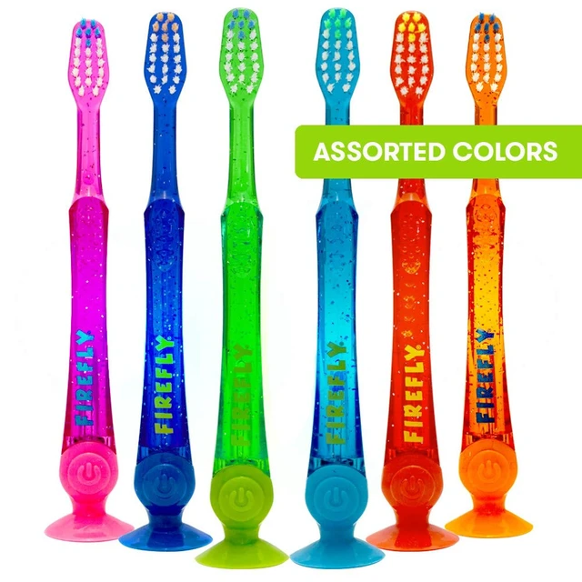 Alt view image 4 of 5 - Firefly Light-Up Timer Kids Toothbrush with Suction Cup, Soft, 2 Count (Pack of 1), Assorted