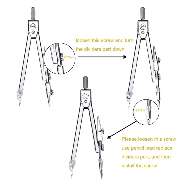 Alt view image 2 of 6 - EBOOT Drawing Compass and 6in Protractor Geometry Set, Clear