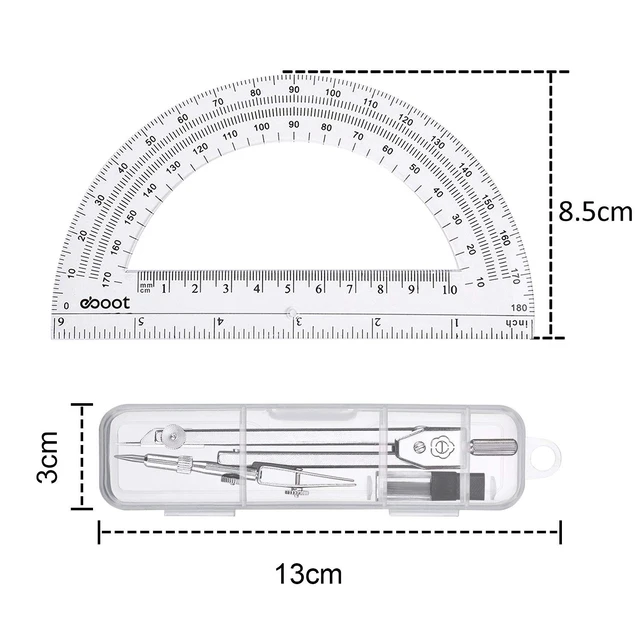 Alt view image 5 of 6 - EBOOT Drawing Compass and 6in Protractor Geometry Set, Clear