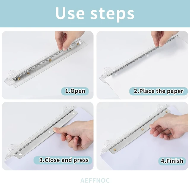 Alt view image 5 of 7 - AEFFNOC 3 Hole Punch, Portable, 10Inch Ruler, 5 Sheets Capacity, for Binder, School, Office, White