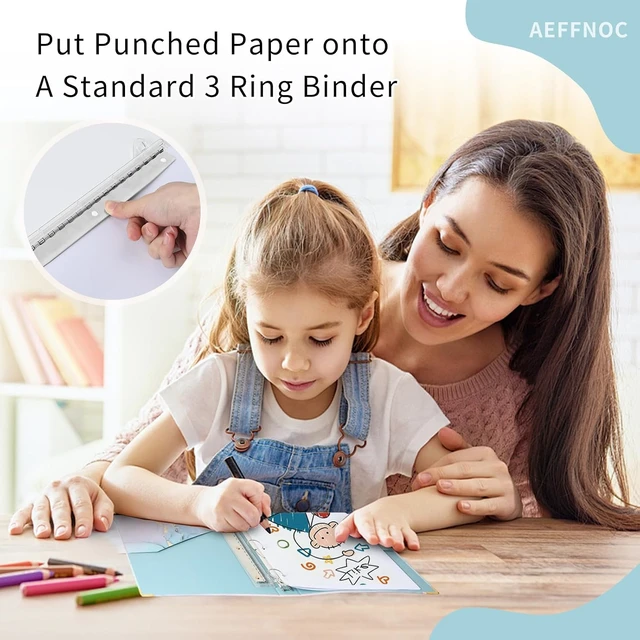 Alt view image 7 of 7 - AEFFNOC 3 Hole Punch, Portable, 10Inch Ruler, 5 Sheets Capacity, for Binder, School, Office, White