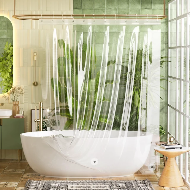 Alt view image 2 of 7 - Bathway Shower Curtain Liner 72x72 PEVA Plastic Waterproof with 3 Magnets and 12 Rustproof Grommets
