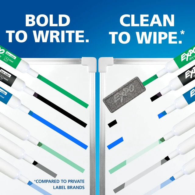 Alt view image 4 of 6 - EXPO Dry Erase Markers, Low Odor Ink, Black, Chisel Tip, 4 Count - Whiteboard, Calendar, Organization, Office, School, Classroom, Teachers