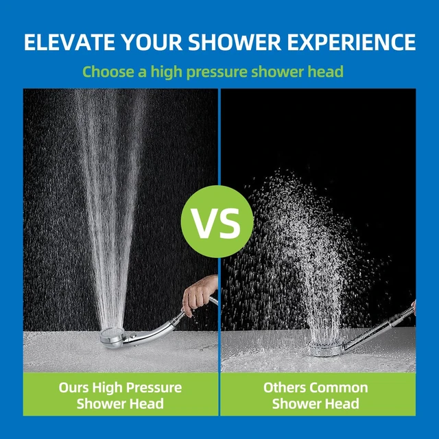 Alt view image 6 of 6 - Handheld Shower Head with On/Off Pause Switch, High Pressure, 3 Spray Modes, Water Saving, Detachable