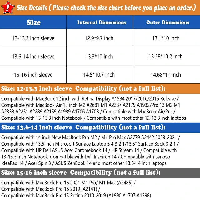 Alt view image 3 of 6 - BVYA 13.3-14" PU Leather Laptop Case Sleeve for MacBook Air 13.6"/Pro/M2/M1 A2779 A2442 14, Surface 5/4/3/2/1 13.5", and 2022 Pro 14"