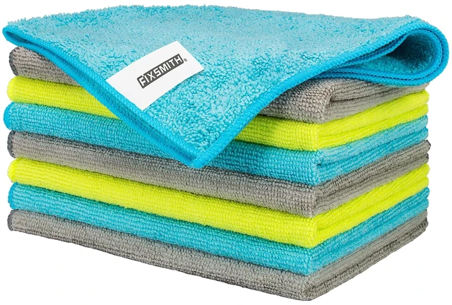 Main image of FIXSMITH Microfiber Cleaning Cloth, Pack of 8, 12 x 16 in, Multi-Functional Highly Absorbent Lint-Free Streak-Free Cleaning Towels for Car Kitchen Home