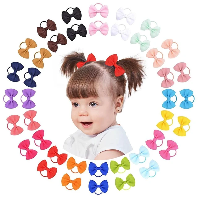 Main image of Choicbaby 40PCS 2" Baby Hair Ties, Boutique Tiny Elastic Ponytail Rubber Bands for Baby Girls Infants Toddlers