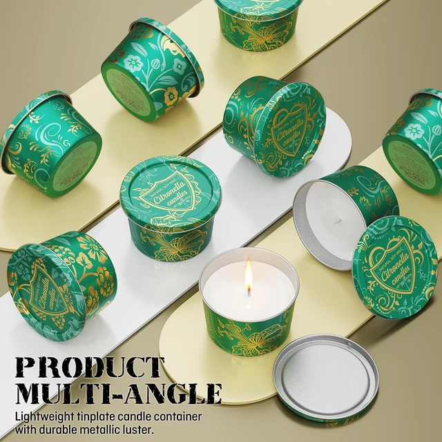 Alt view image 2 of 6 - Citronella Candles 3 Pack, 2.2oz Travel Size Natural Soy Wax in Shatterproof Tins, 30-Hour Burn Time for Outdoor Patio, Camping, Fishing, Backyard Party & Deck Dcor
