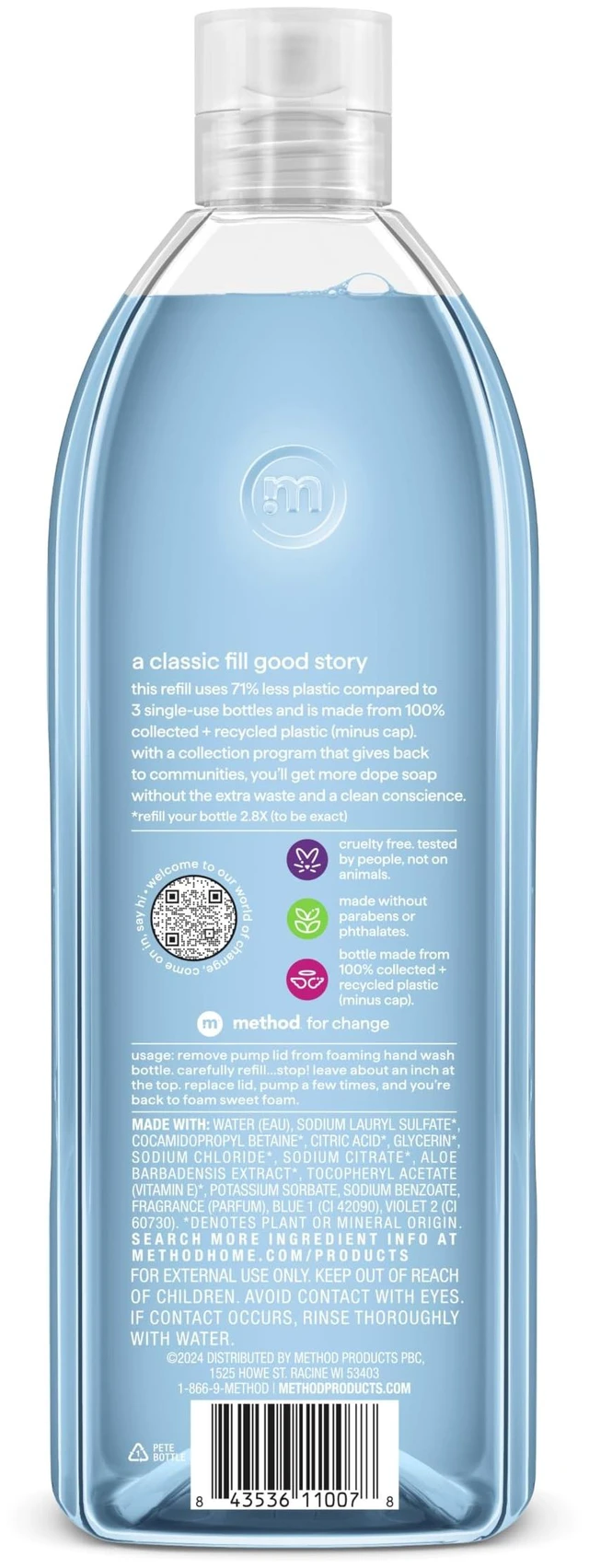 Alt view image 6 of 6 - Method Foaming Hand Wash Refill, Sea Minerals, 28fl oz