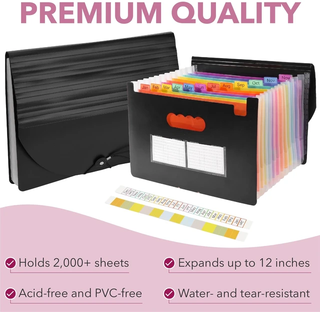 Alt view image 6 of 7 - Mr. Pen Accordion File Organizer, 12-Pocket Expanding File Folder