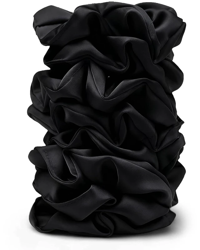 Main image of Satin Scrunchies 8PCS Black Silk Hair Ties No Crease Frizz-Free Gentle Elastic Hair Bands for Thick & Thin Hair