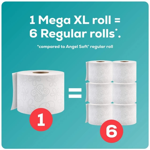 Alt view image 2 of 6 - Angel Soft Toilet Paper, 6 Mega XL Rolls (Equals 36 Regular Rolls), Soft and Strong