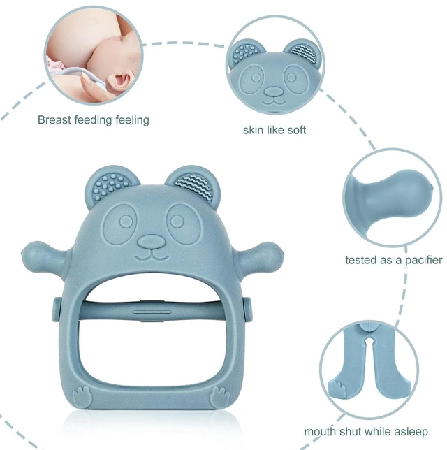 Alt view image 4 of 7 - Eascrozn Silicone Teething Mitten 3 Pack for Baby 3+ Months