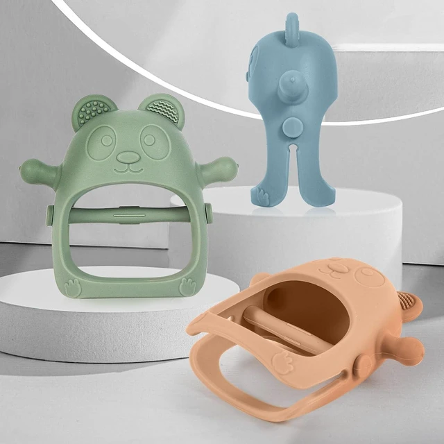 Alt view image 5 of 7 - Eascrozn Silicone Teething Mitten 3 Pack for Baby 3+ Months