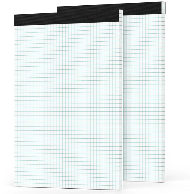 Main image of 2 Pack Graph Paper Pad, 8.5 x 11 Inches, 4x4 Grid Ruled