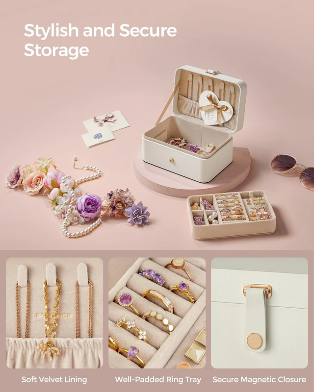 Alt view image 2 of 6 - SONGMICS 2-Layer Travel Jewelry Organizer, Portable Case