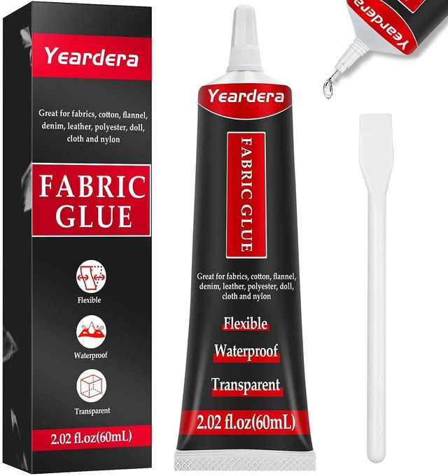 Main image of Permanent Fabric Glue 60ML, Washable Clear Clothing Glue for Rhinestones, Patches, Clothes, Denim, Leather, Polyester, Fabrics, Doll Repair, Flannel, Cotton