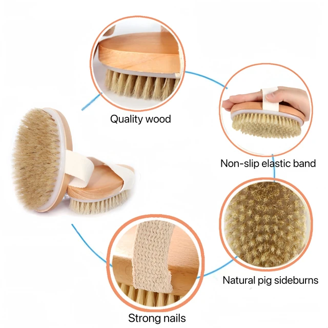 Alt view image 5 of 7 - 2 Pcs Natural Bristle Dry Brushing Body Brush, Exfoliating Bath Brush