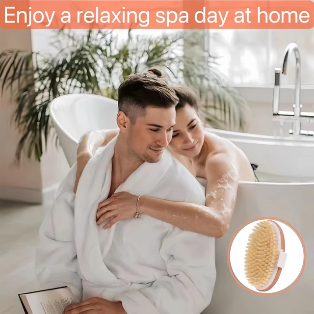 Alt view image 2 of 7 - 2 Pcs Natural Bristle Dry Brushing Body Brush, Exfoliating Bath Brush