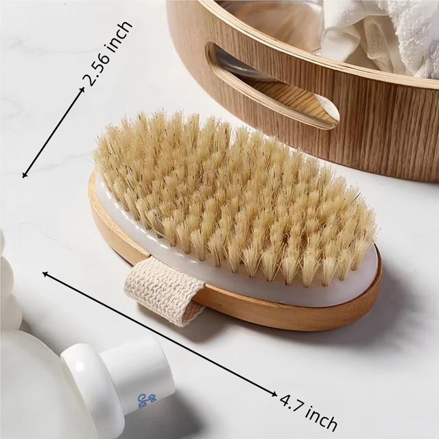 Alt view image 6 of 7 - 2 Pcs Natural Bristle Dry Brushing Body Brush, Exfoliating Bath Brush