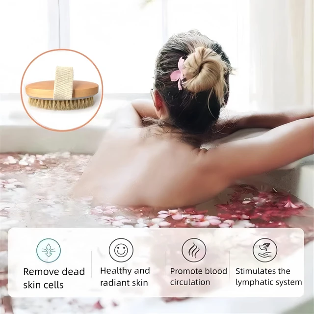 Alt view image 7 of 7 - 2 Pcs Natural Bristle Dry Brushing Body Brush, Exfoliating Bath Brush