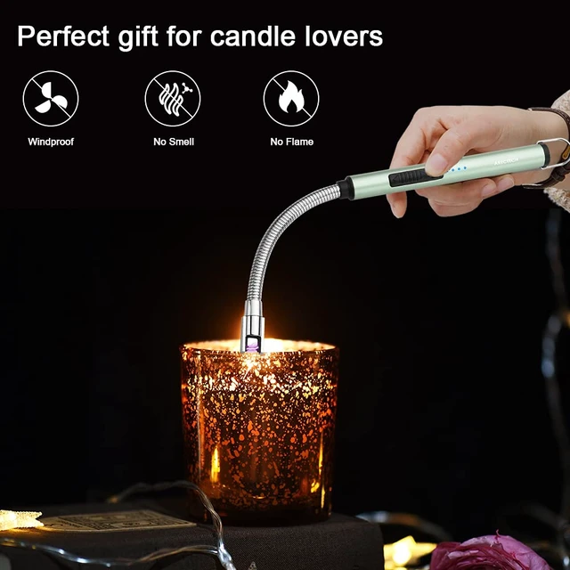 Alt view image 5 of 7 - ARECTECH Electric Arc Lighter Flameless Rechargeable USB Long for Candle Cooking BBQs Fireworks Green