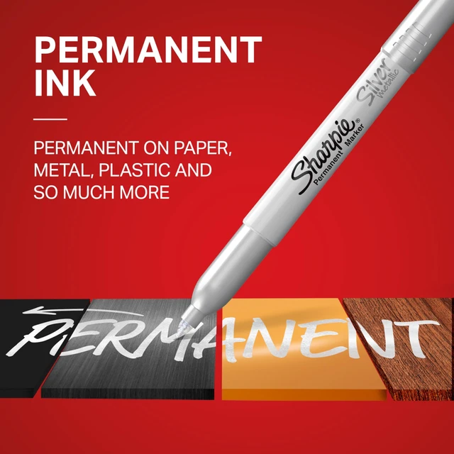 Alt view image 5 of 5 - Sharpie Metallic Permanent Markers, Fine Point, Silver, 2 Count, for Black Paper or Dark Surfaces, Arts & Crafts, Posters