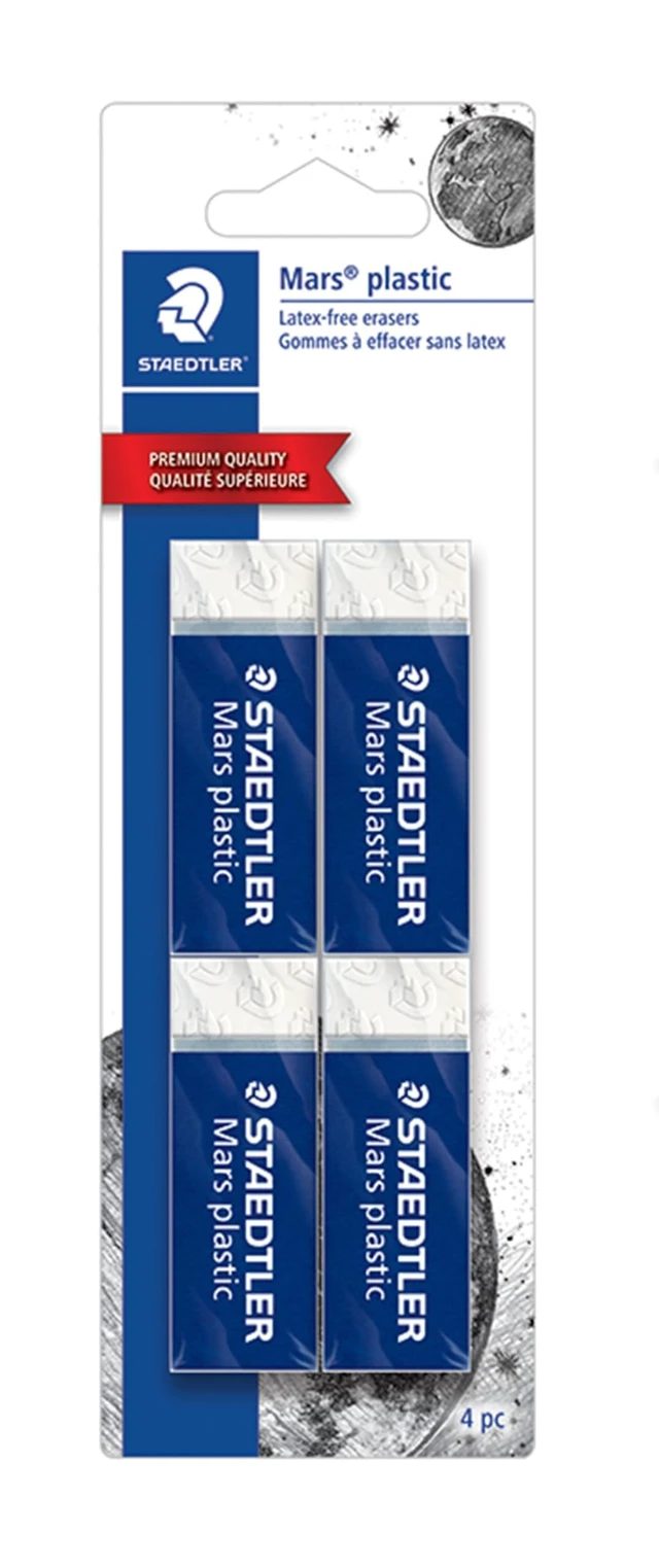 Alt view image 2 of 6 - STAEDTLER Mars Plastic Vinyl Erasers (4-Pack), White, Latex-Free, Minimal Crumbling, Made in Peru