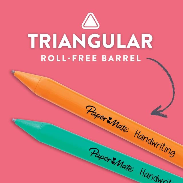 Alt view image 5 of 6 - Paper Mate Handwriting Triangular Mechanical Pencils, 1.3mm, 5 Count, with Lead & Eraser Refills, Fun Barrel Colors