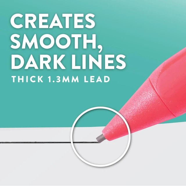 Alt view image 2 of 6 - Paper Mate Handwriting Triangular Mechanical Pencils, 1.3mm, 5 Count, with Lead & Eraser Refills, Fun Barrel Colors