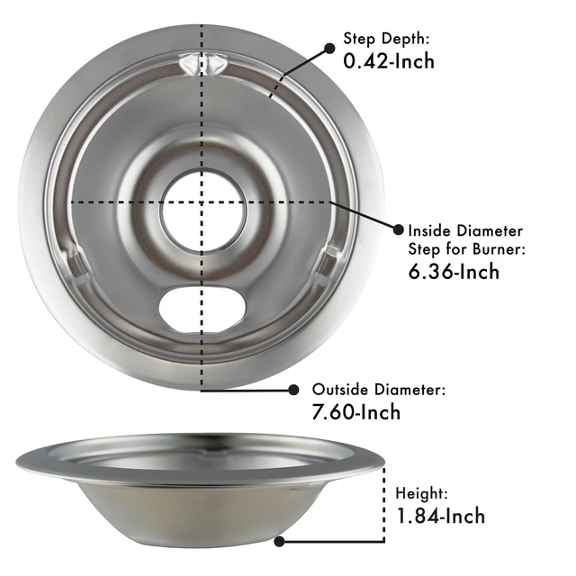 Alt view image 6 of 6 - Range Kleen 179802XCD5 Style C Heavy Duty Chrome Drip Bowls, 2 Piece