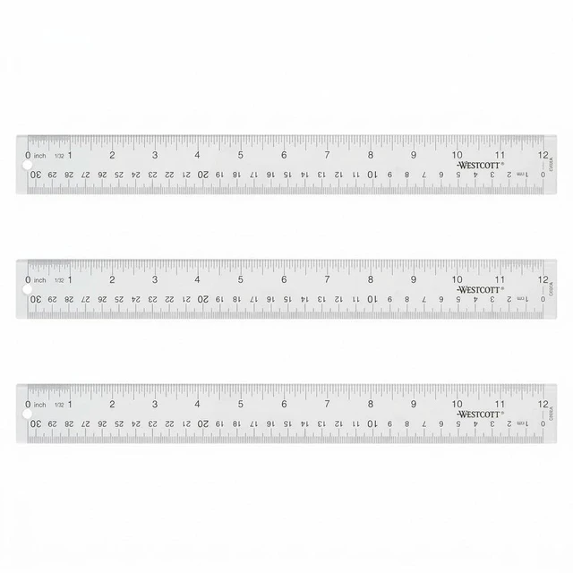 Main image of Westcott Acrylic Clear Ruler 12-Inch, Easy-to-Read Markings, Scratch-Resistant, Raised Beveled Edges for Crafting Office Classroom