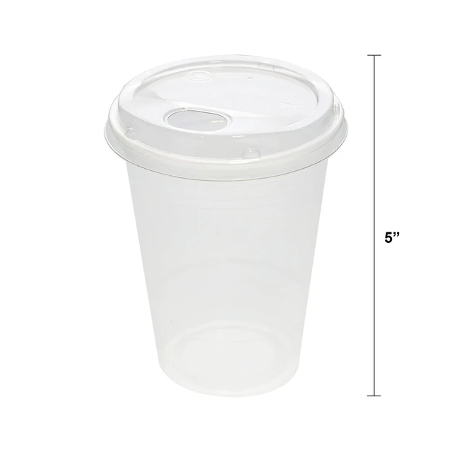 Alt view image 2 of 7 - Great Value Clear Disposable Plastic Cups and Lids Combo, 16oz, 25Count