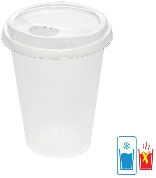 Alt view image 6 of 7 - Great Value Clear Disposable Plastic Cups and Lids Combo, 16oz, 25Count
