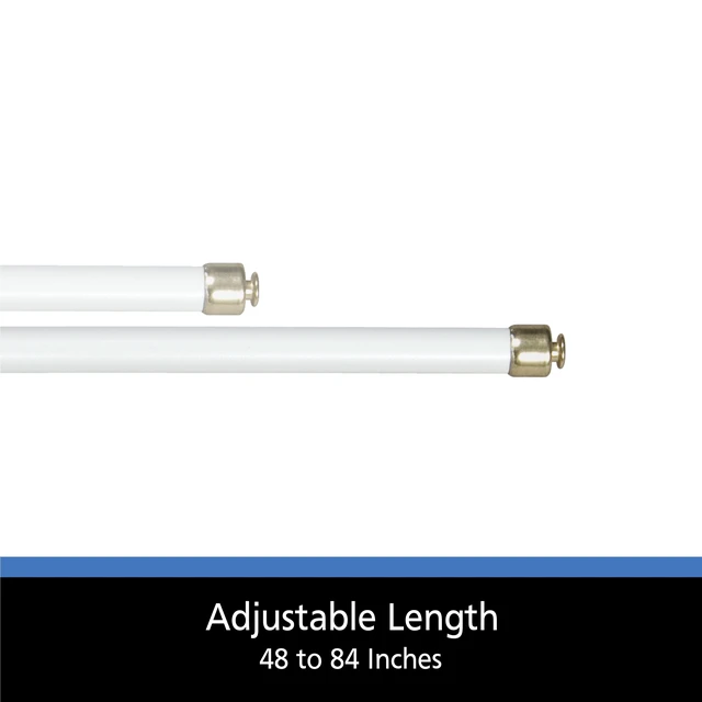 Alt view image 2 of 6 - Mainstays Adjustable Round Sash Curtain Rod (2 Pack), 48-84in, 7/16in Diameter, White Finish