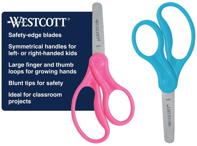 Main image of Westcott 5" Hard Handle Kids Scissors, Blunt, Assorted Colors, 2-Pack