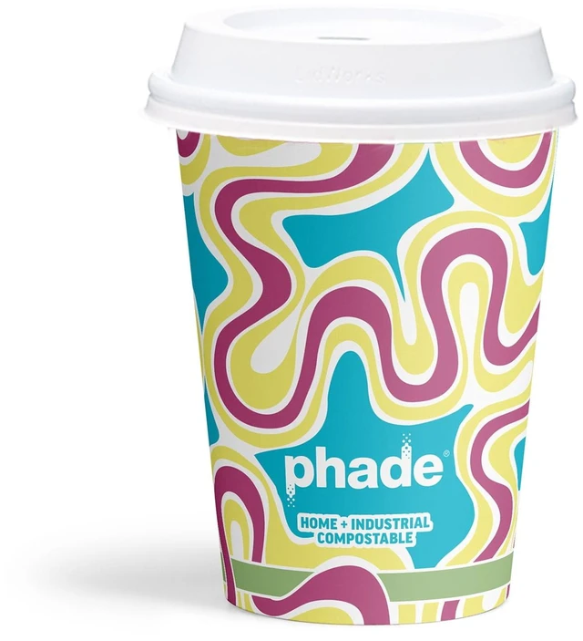 Alt view image 3 of 7 - Phade 12 oz Compostable Paper Hot Cups with Lids, 20 Count, Squiggle Design