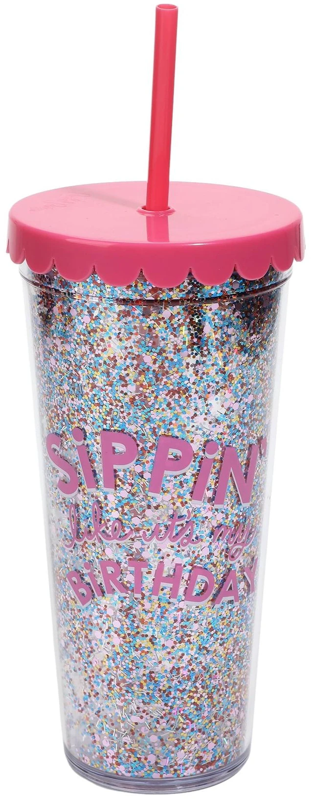 Main image of Packed Party 'Sippin' like It's My Birthday' Pink Plastic Tumbler 22 oz