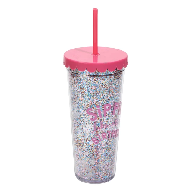 Alt view image 3 of 6 - Packed Party 'Sippin' like It's My Birthday' Pink Plastic Tumbler 22 oz