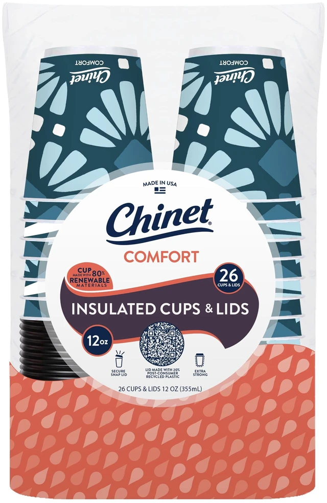 Alt view image 5 of 7 - Chinet Comfort Premium Disposable Paper Hot Cups with Lids, 12 oz, 26 Count