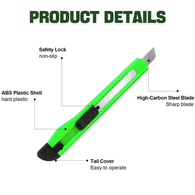 Alt view image 3 of 7 - Htaexpu 4-Pack 3rd Gen Retractable Box Cutter Knife, Utility Knives with Razor Blade Opener, Small Work Knife
