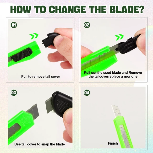Alt view image 2 of 7 - Htaexpu 4-Pack 3rd Gen Retractable Box Cutter Knife, Utility Knives with Razor Blade Opener, Small Work Knife