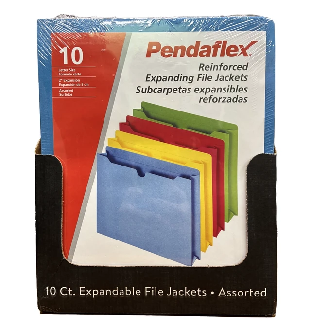 Alt view image 6 of 6 - Pendaflex Reinforced 2" Expansion File Jackets, Letter Size, 10-Pack, Assorted Colors