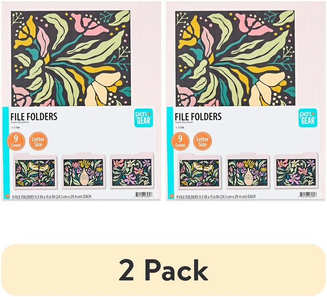 Main image of Pen+Gear 3-Tab File Folders Letter Size Floral Multicolor 9 Count (2 Pack) 9.5in x 11.6in