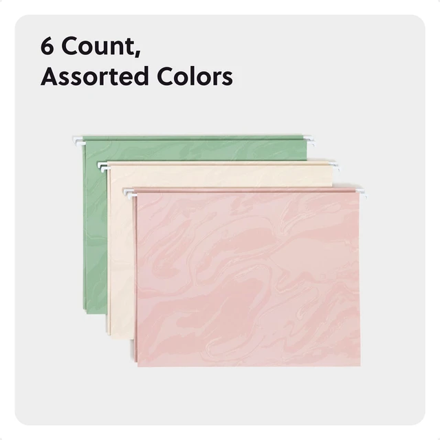 Alt view image 3 of 6 - U Brands Fashion Hanging File Folders, Set of 6, Soft Marble, Letter Size