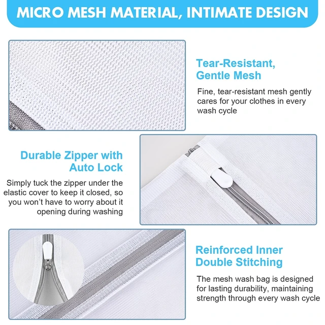 Alt view image 2 of 7 - Mesh Laundry Bags 3 Pack, 3 Sizes (Large, Medium, Small) for Delicates, Lingerie, Garment Washing