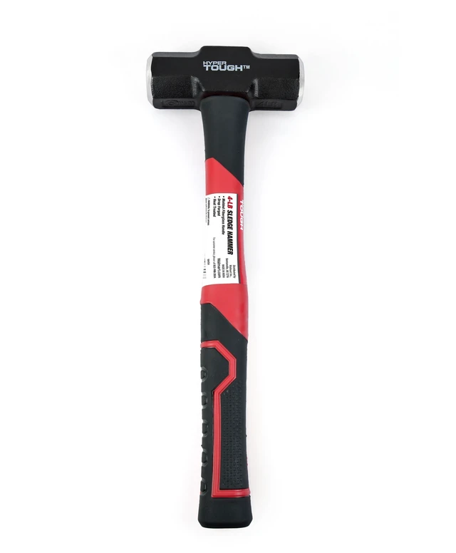Alt view image 3 of 6 - Hyper Tough 4 lb Small Sledge Hammer, Double Injected Fiberglass Handle with Comfort Grip